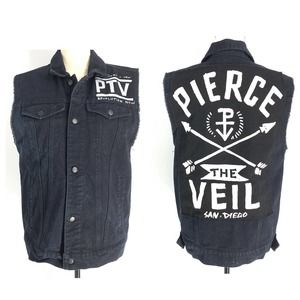 Pierce The Veil Band Black Denim Vest 